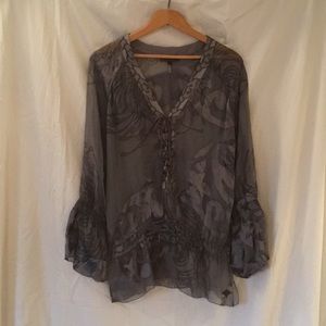 Grey Silk Tunic Blouse